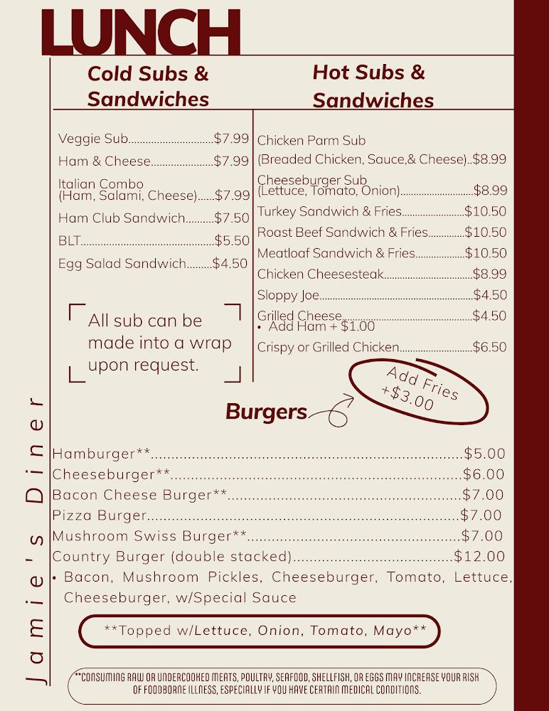 Jamie's Diner Menu image 3